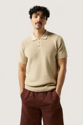 Le polo en maille - Beige — photo 2