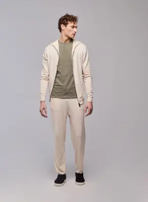Gilet Beige Capuche Manches Longues en Coton organique / Elasthanne — photo 5