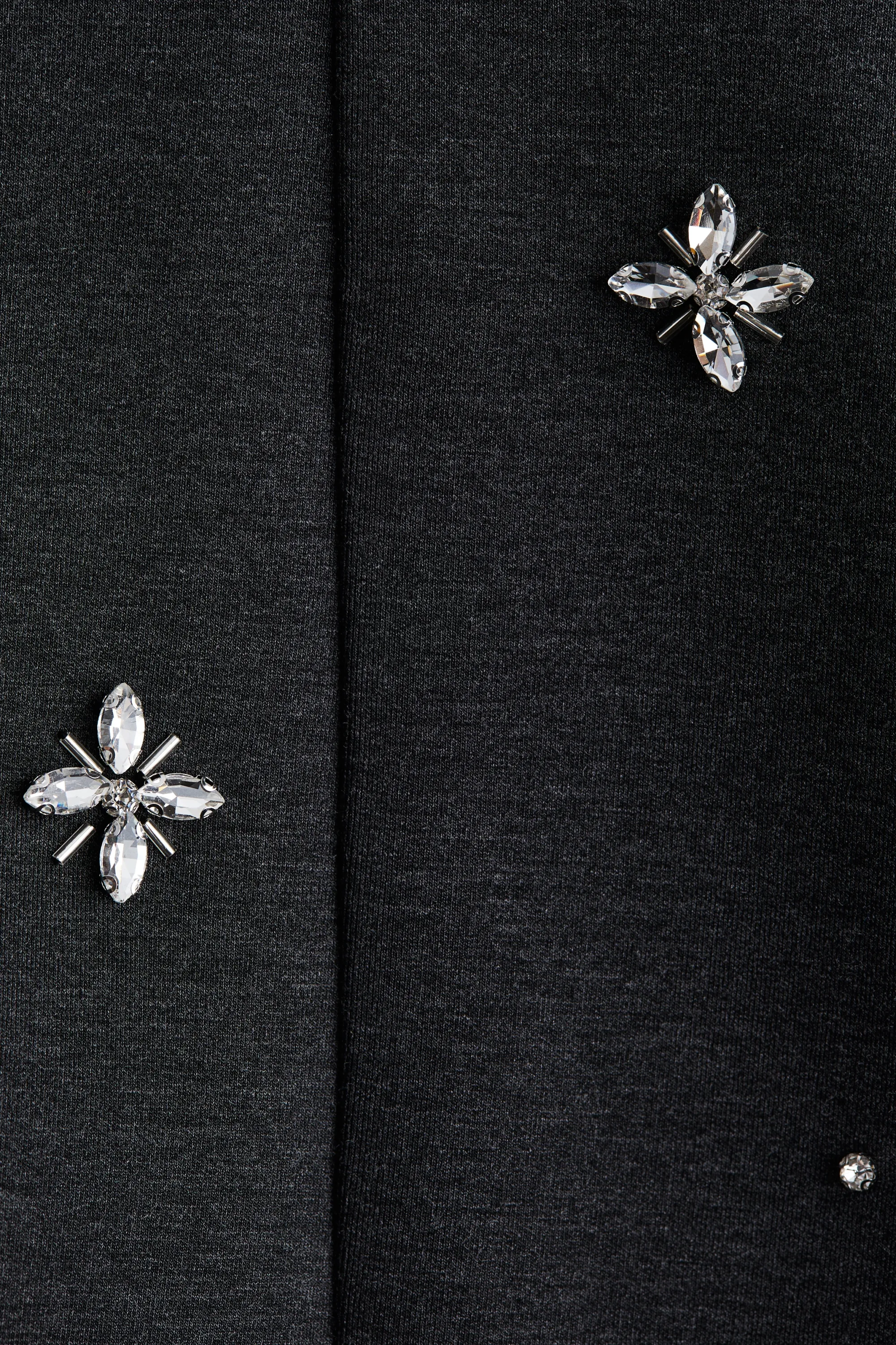 Robe en scuba ornée de strass - Gris charbon