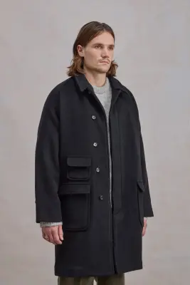 Manteau Balmacaan en laine - Noir — photo 5
