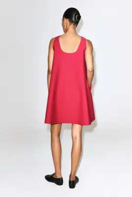 ROBE COURTE TRAPÈZE EN NÉOPRÈNE - ROUGE — photo 3