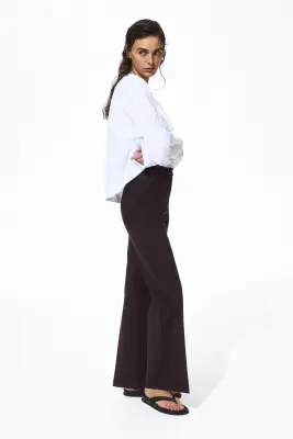 Pantalon chic en lin mélangé - Marron foncé — photo 2
