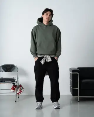 W Patch Hoodie Olive Green — photo 3