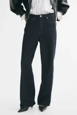 Wide High Waist Jeans - Bleu denim foncé — photo 4
