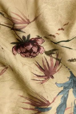 Top en tissu jacquard avec fente goutte d'eau - Jaune ancien clair/fleuri — photo 3