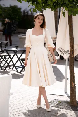 Bardetta Linen Dress - Cream — photo 2