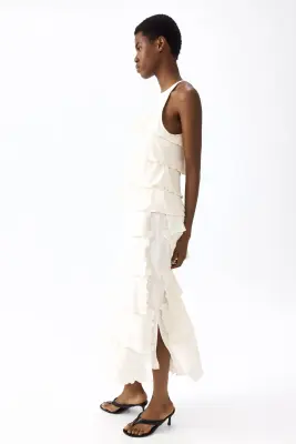 Jupe midi à étages - Ivoire — photo 3