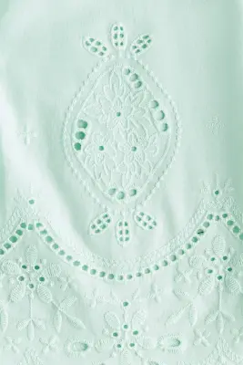 Robe avec jupe évasée en broderie anglaise - Turquoise clair — photo 3