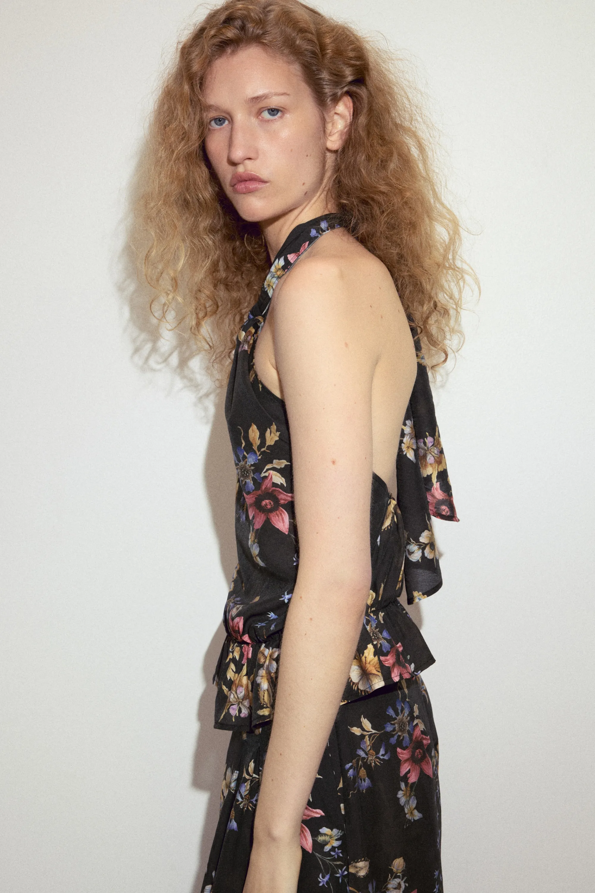 Top dos nu en viscose mélangée - Noir/fleuri