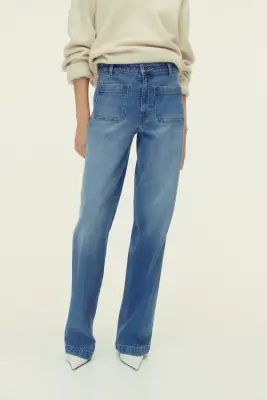 Wide High Jeans - Bleu denim clair — photo 1