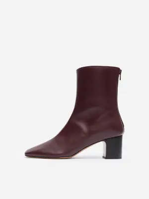 Bottines en cuir de style chaussette - Rouge foncé — photo 3