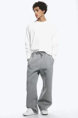 Pantalon en textile façon néoprène Loose Fit - Gris chiné — photo 2