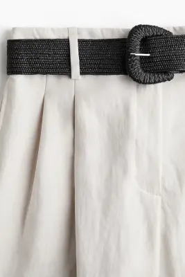 Pantalon large avec ceinture - Blanc — photo 2