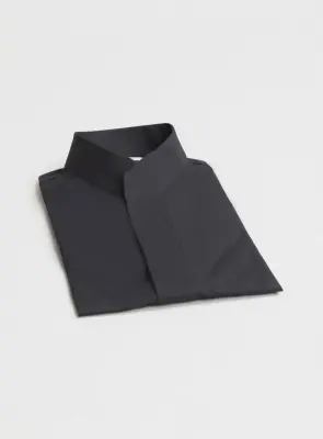Origami Collar Shirt in Black Poplin — photo 3