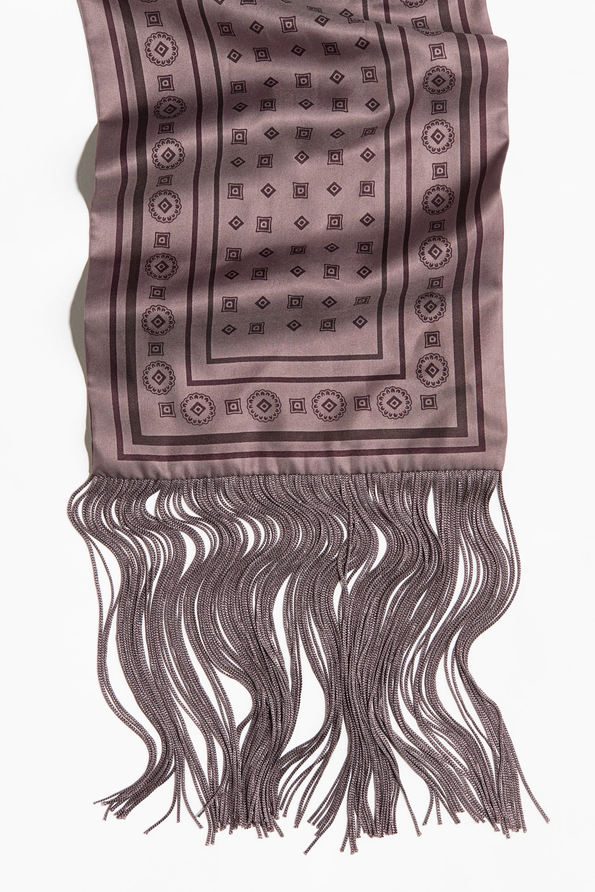 Écharpe frangée - Taupe/motif