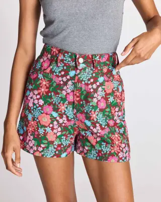 Short Triomphe imprimé Liberty rose et bordeaux — photo 1