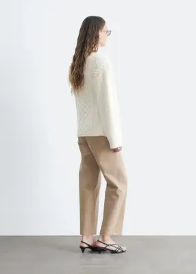 Cardigan en laine et coton à mailles torsadées - Blanc — photo 4