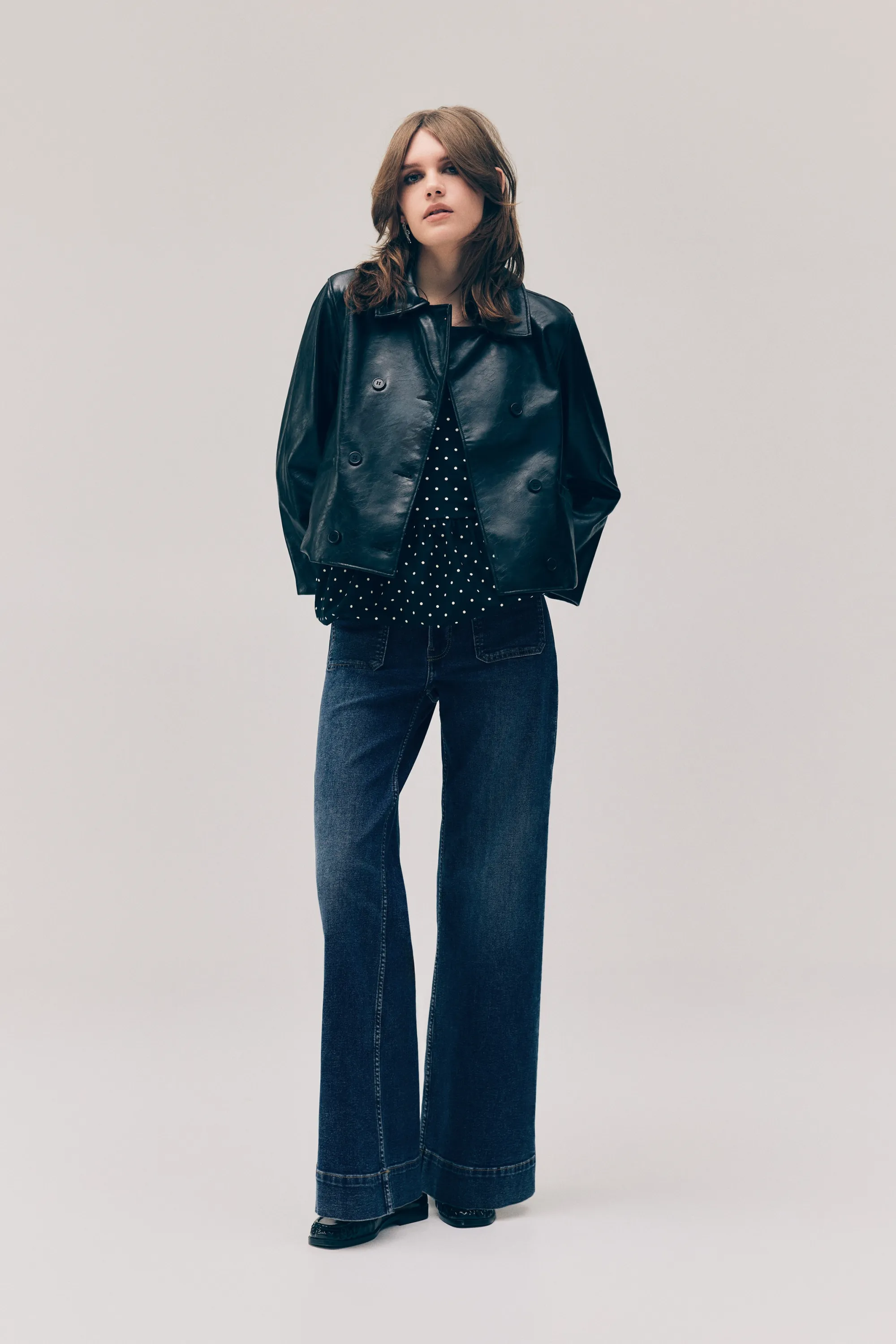 Wide High Waist Jeans - Bleu denim marine