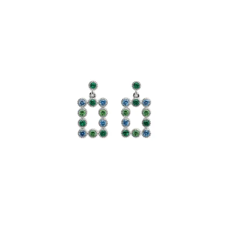 Boucle d'oreille Argent Rhodié - Oxyde de Zirconium vert et bleu Go Mademoiselle 602620