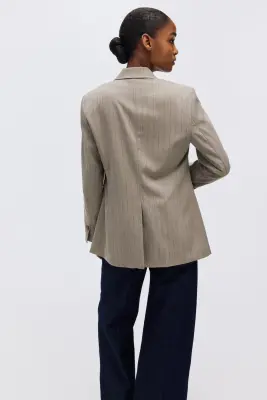 Blazer à fermeture droite - Beige/rayures tennis — photo 3