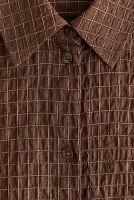 Chemise en seersucker avec foulard - Marron — photo 5