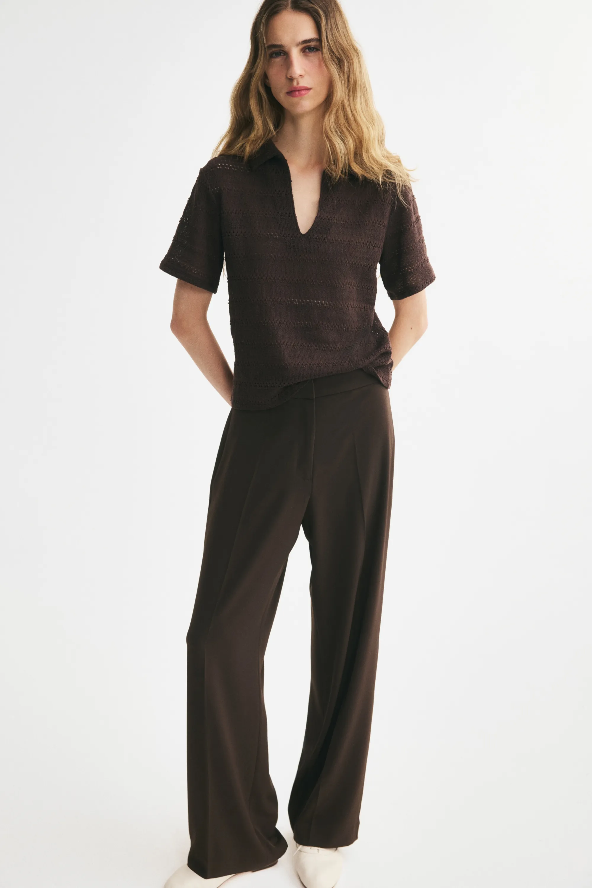 Polo façon crochet - Marron foncé