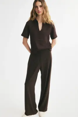 Polo façon crochet - Marron foncé — photo 1