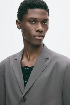 Veste Relaxed Fit à fermeture droite - Gris foncé — photo 1