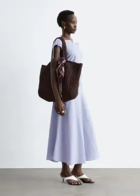 Robe midi évasée en lin - Lilas — photo 4
