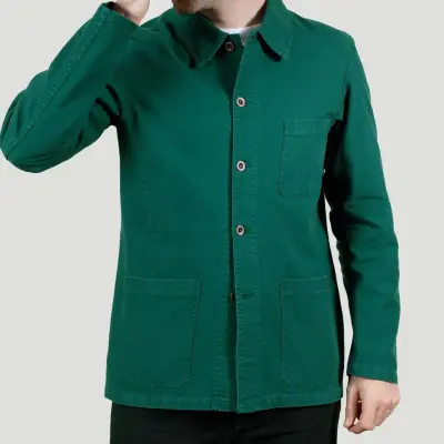 Veste de travail authentique coton bio 1G/5C - Vert Bouteille — photo 4
