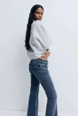 Flared Low Jeans - Bleu denim — photo 3