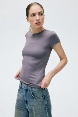 T-shirt ajusté en microfibre - Violet ancien clair — photo 2