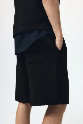 Short Relaxed Fit en scuba - Noir — photo 3