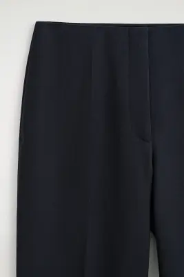 PANTALON BARREL EN LAINE MÉLANGÉE - BLEU MARINE — photo 5