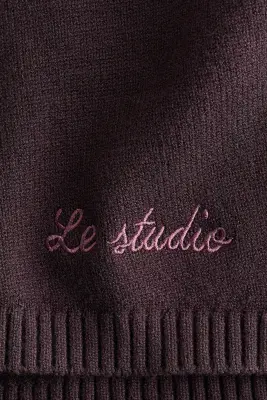 Pull loose en coton mélangé - Rouge prune — photo 5