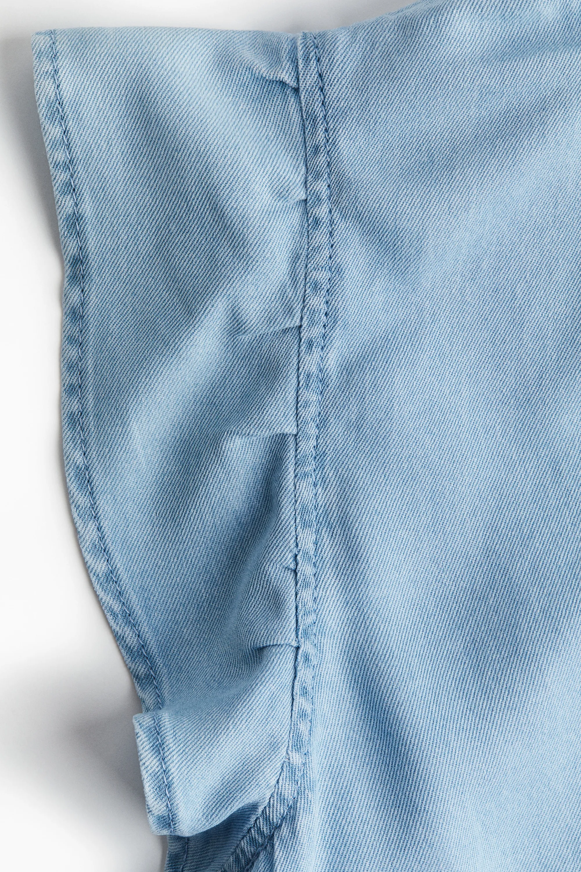 Blouse volantée en denim - Bleu denim clair