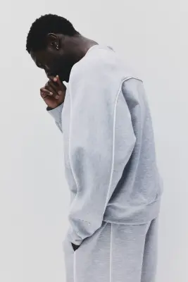 Sweat de sport Oversized Fit DryMove™ - Gris clair chiné — photo 4