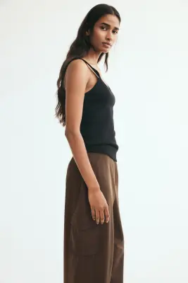 Pantalon cargo loose - Marron foncé — photo 2