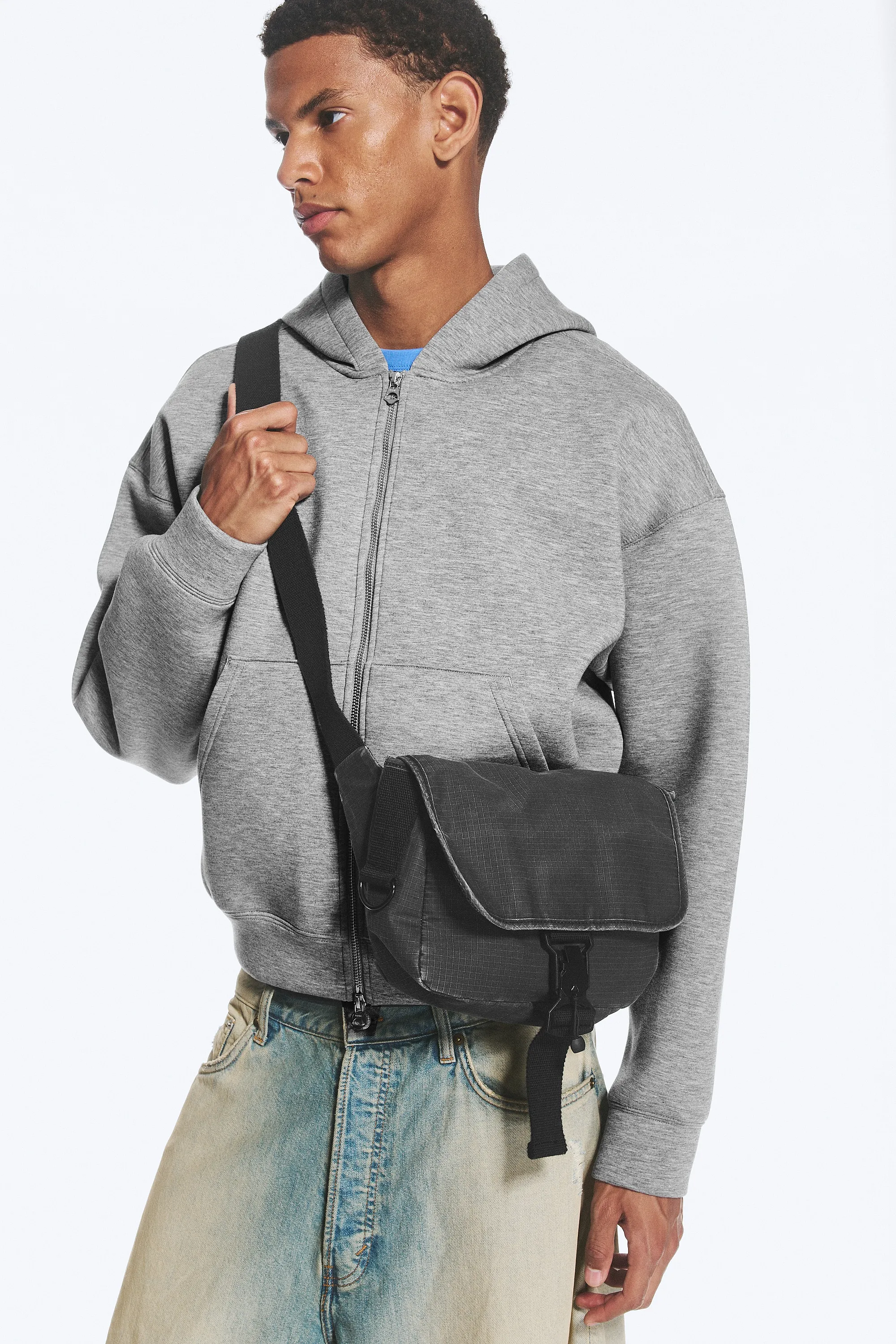 Sac messager à bandoulière - Noir délavé