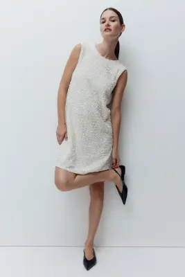 MAMA Robe à sequins avec nœud - Blanc/noir — photo 1