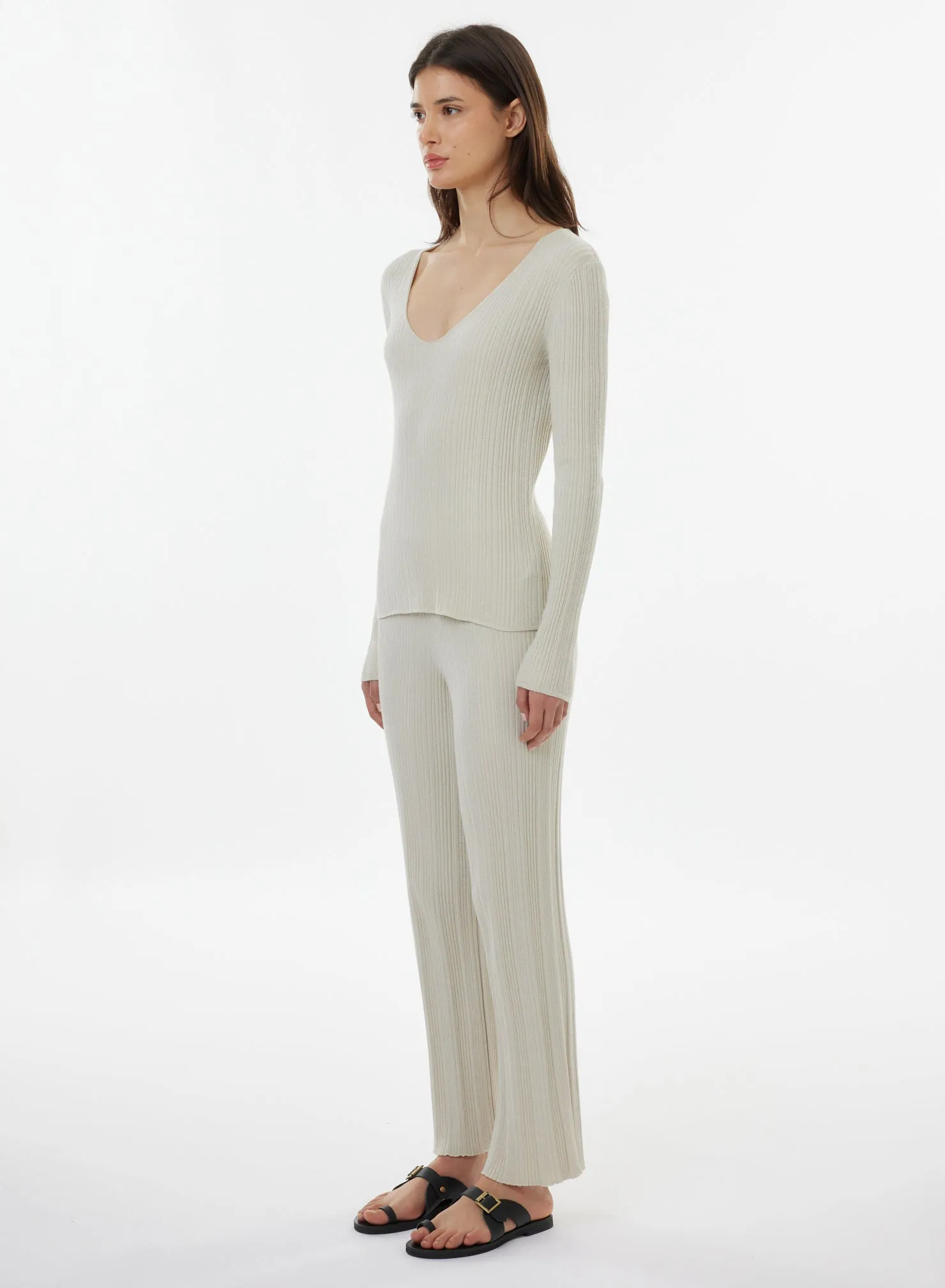 Pull en coton, viscose, élasthanne et fibre métallisée