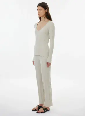 Pull en coton, viscose, élasthanne et fibre métallisée