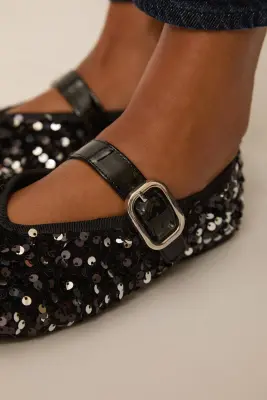 Ballerines Wendy Sequins Noir — photo 2