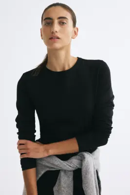Top ajusté en coton - Noir — photo 3