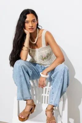 Top en cotonnade brodée Femme — photo 5