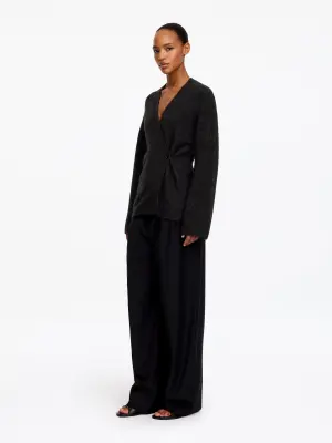 Cardigan en mélange de laine et d'alpaga - Gris foncé — photo 1