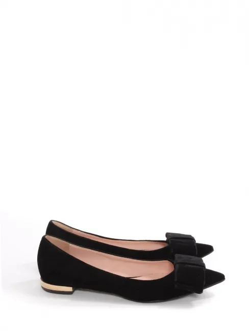 Ballerines plates bout pointu avec noeud velours noir et laiton doré Prix boutique 620€ Taille 37,5