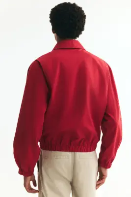 Veste en coton avec col - Rouge vif — photo 4