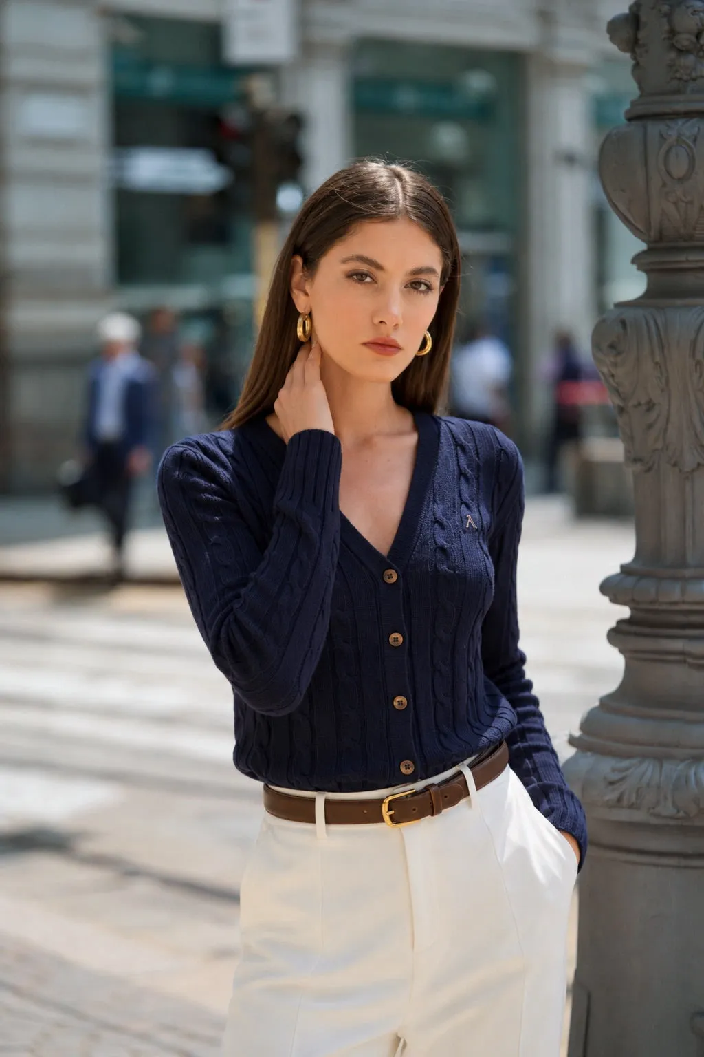 Vince Cotton Cashmere Cardigan - Navy