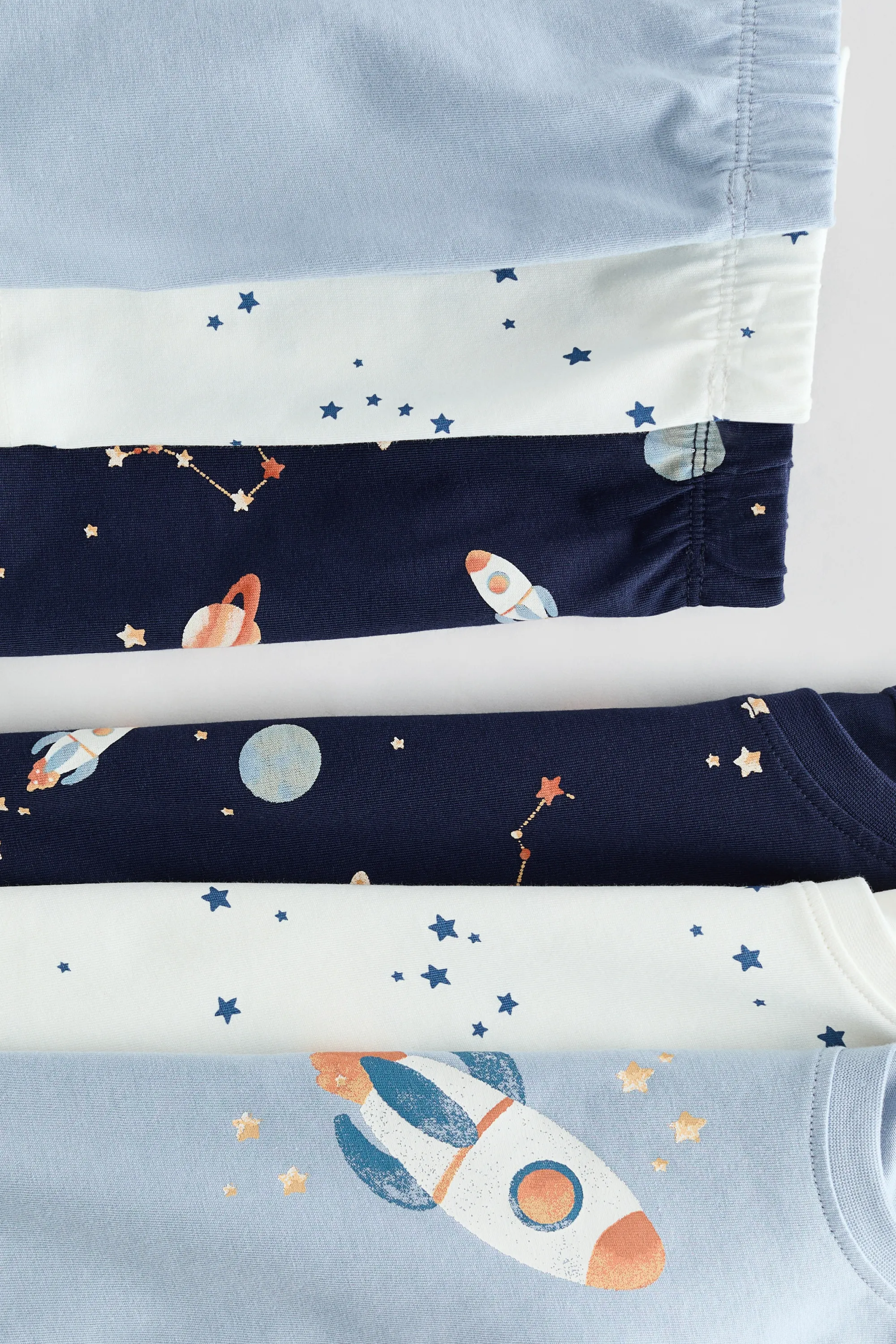 Lot de 3 pyjamas courts en coton - Bleu marine/espace